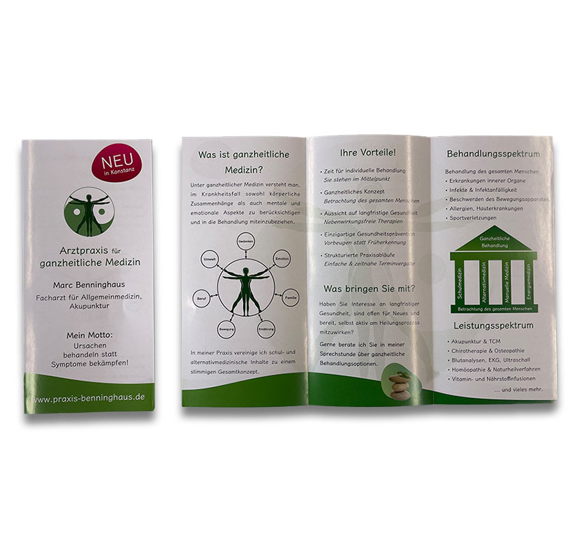 Faltblatt 6-seitig mit Wickelfalz
